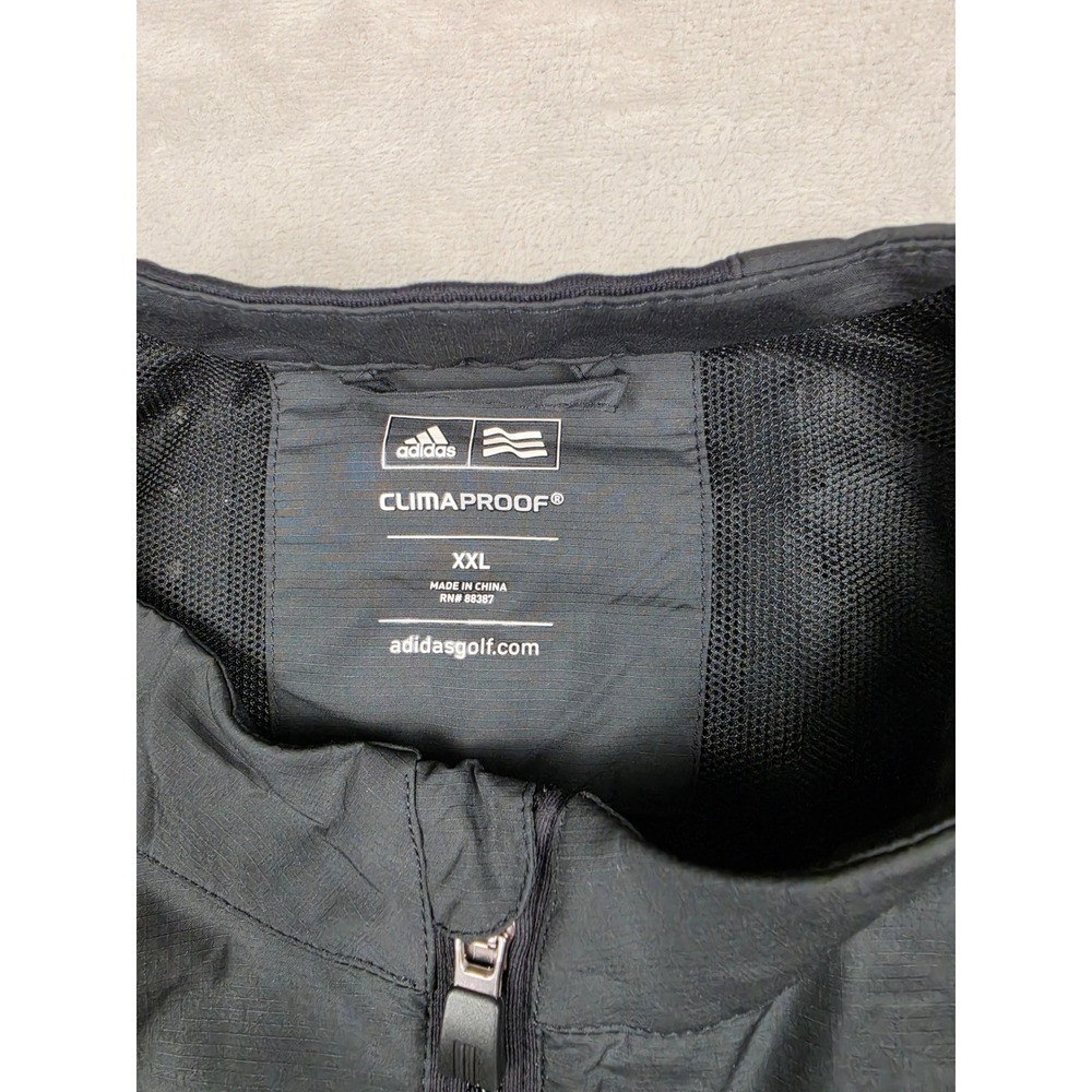 Adidas Golf Jacket Mens XXL Black ClimaProof Red Hawk Ridge Full Zip Windbreaker - Picture 3 of 10